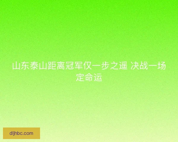山东泰山距离冠军仅一步之遥 决战一场定命运